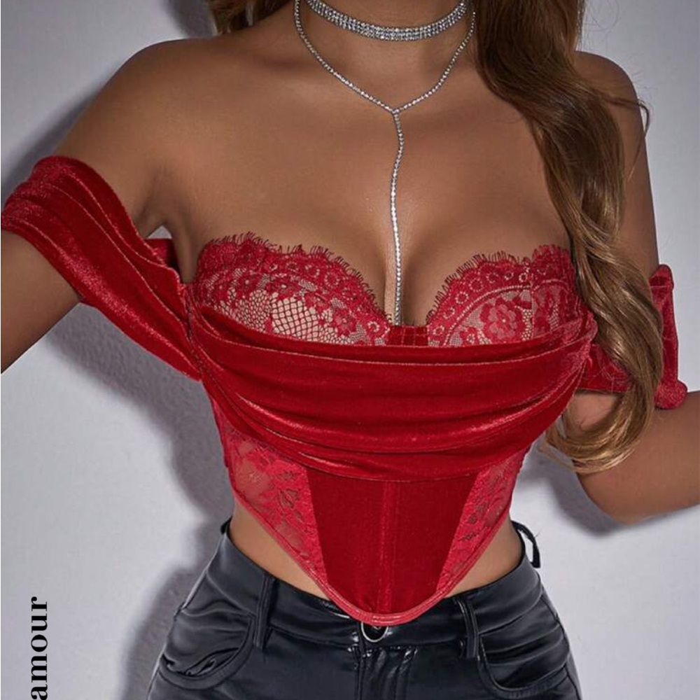 Velvet & lace top super cute for Valentine’s Day